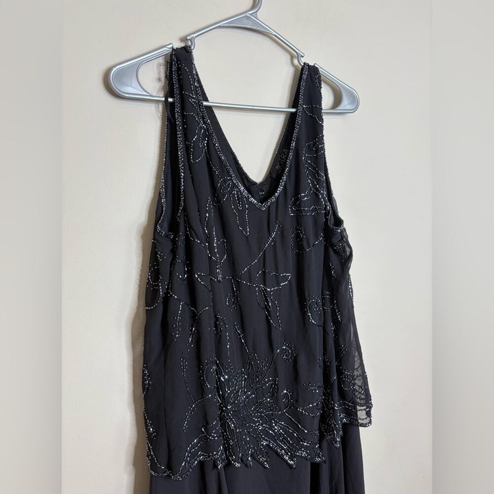 NEW J Kara Black Beaded Formal Long Dress Mother of the Bride Gown Size 14W - Picture 4 of 8